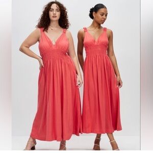 NWT Abercrombie Sleeveless Smocked Red Maxi Dress